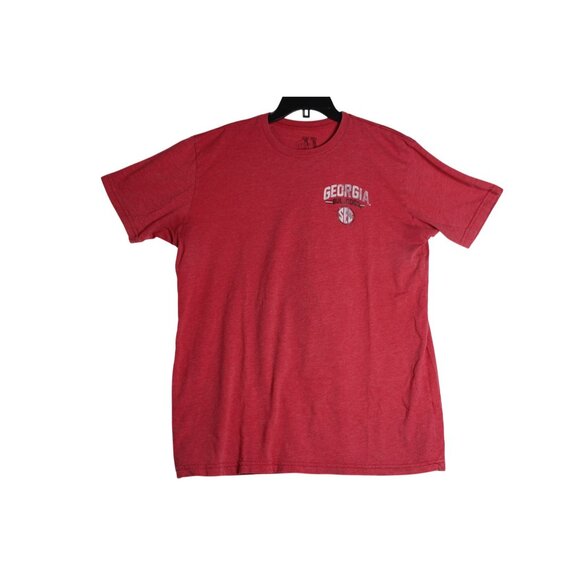 Georgia Bulldogs SEC UGA Dawg Distressed Red Short Sleeve Tee Shirt Mens XL - Picture 1 of 5